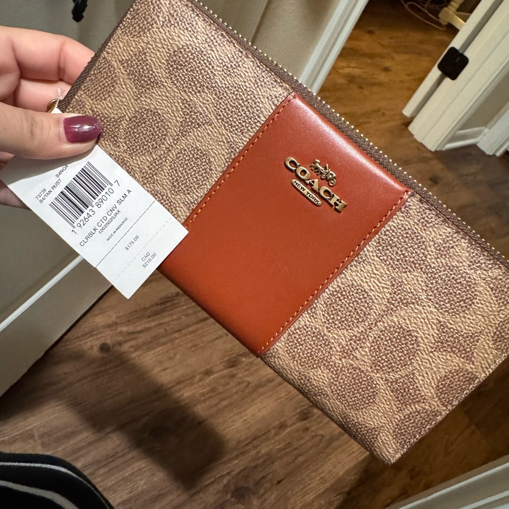 Coach Brown and Orange Wristlet